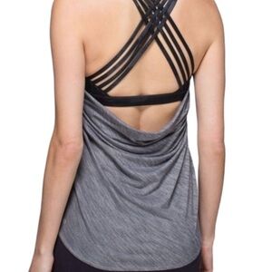Lululemon Athletica  size 4 gray & black Free to be Wild Two in One tank top